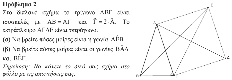 Εκφώνηση θέματος 2, Ευκλείδης 2019, Β΄ Γυμνασίου