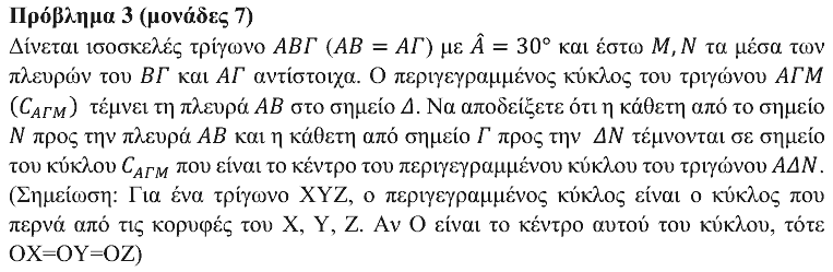 Εκφώνηση θέματος 3, Θαλής 2020, Α΄ Λυκείου